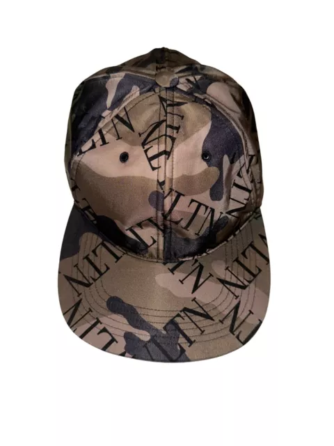 Auth Green Valentino Garavani Camouflage Baseball Cap Hat Camo VLTN Log