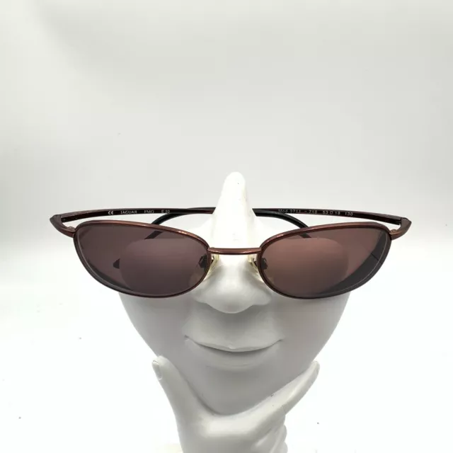 Vintage Jaguar 3711 Brown Metal Oval Sunglasses FRAMES ONLY