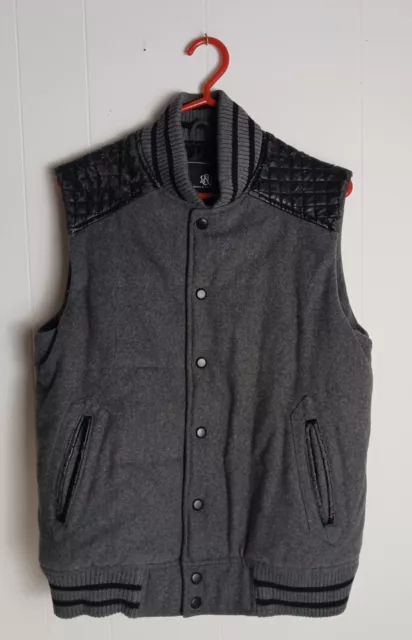 Rock & Republic Men's Button Up Vest, Gray and Black, Size M (Has Wear)
