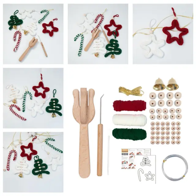 Joyería de Navidad DIY Making Handmade Wood Weaving Crochet para niños