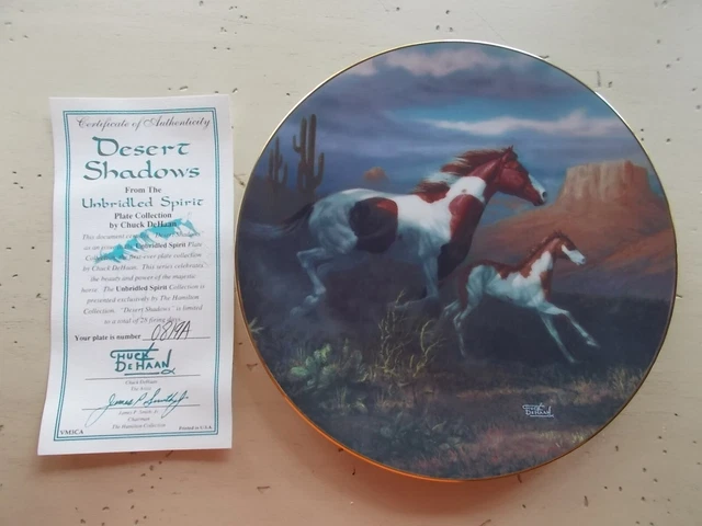 Vtg 1993 Hamilton Unbridled Spirit Desert Shadows Porcelain Horse Plate DeHaan