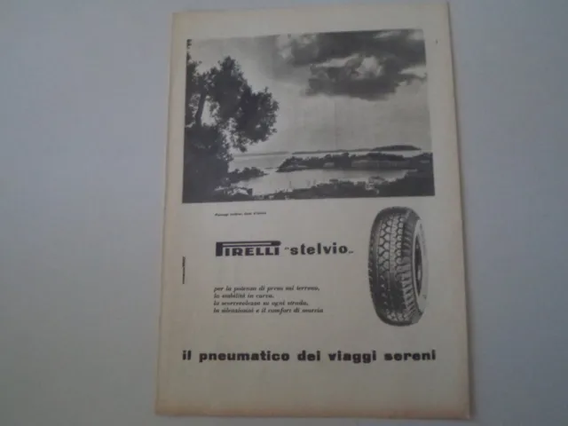 advertising Pubblicità 1952 PNEUMATICI PIRELLI STELVIO