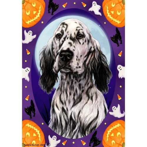Halloween Garden Flag - Blue Belton English Setter 124691
