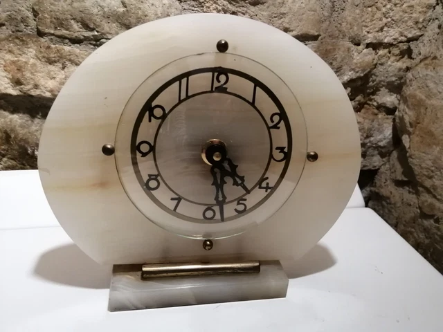 Ancienne pendulette art déco marbre BAYARD Echappement Ancre 7 rubis fonctionne