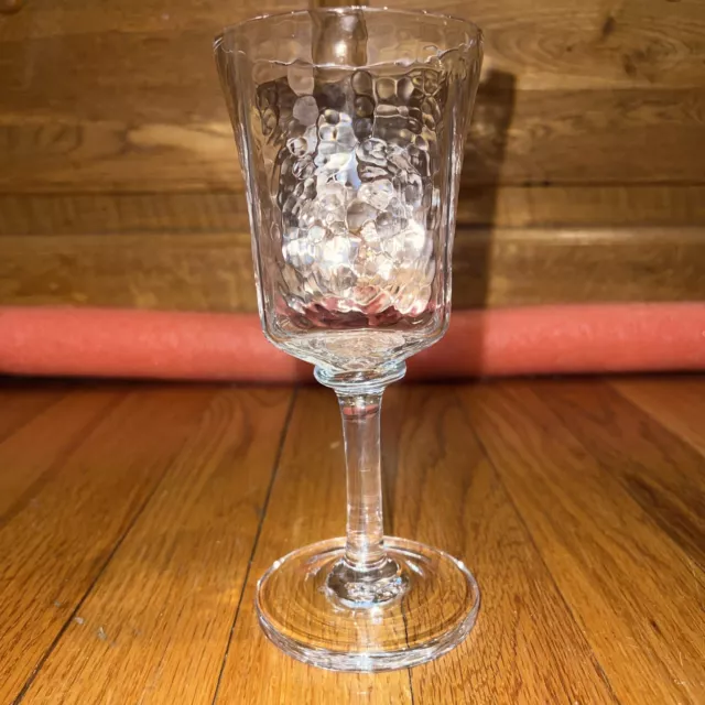 SIMON PEARCE HAND BLOWN WINE GLASS - 7 1/4” x 3"   SQUARE BOTTOM THICK BASE