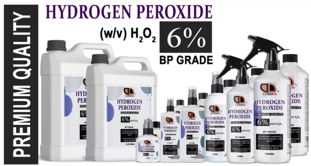 HYDROGEN PEROXIDE 6% Premium Quality VARIOUS SIZES ✅ SAME DAY DISPATCH ✅ UK MADE
