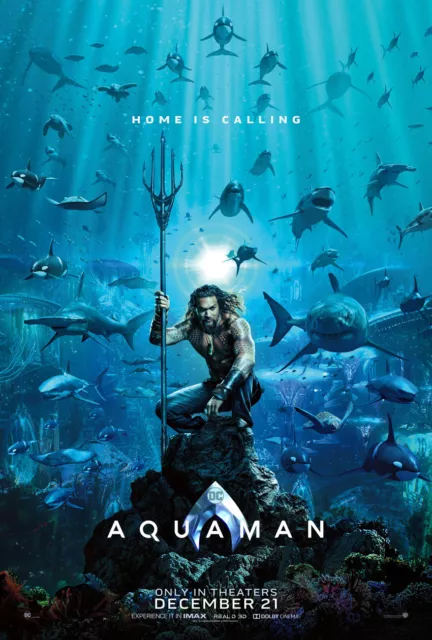 AQUAMAN MOVIE POSTER 2 Sided ORIGINAL Advance 27x40 JASON MOMOA AMBER HEARD