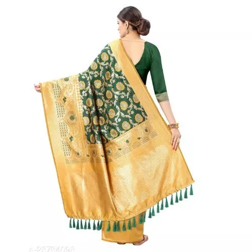Seide Saree indisch neu Designer schicke Hochzeit Party Kleidung Bollywood pakistanischer Sari 2
