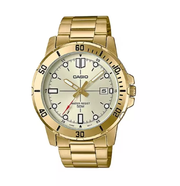 Casio MTP-VD01G-9E Men's Gold Analog Watch Steel Band Date Indicator MTPVD01G9E