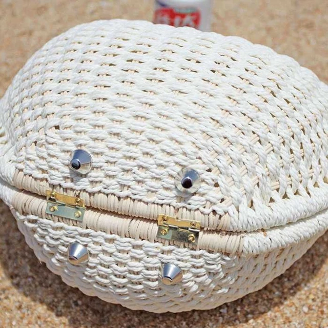 Handmade Wicker Woven Purse Handbag Straw Purses Women Handle 7