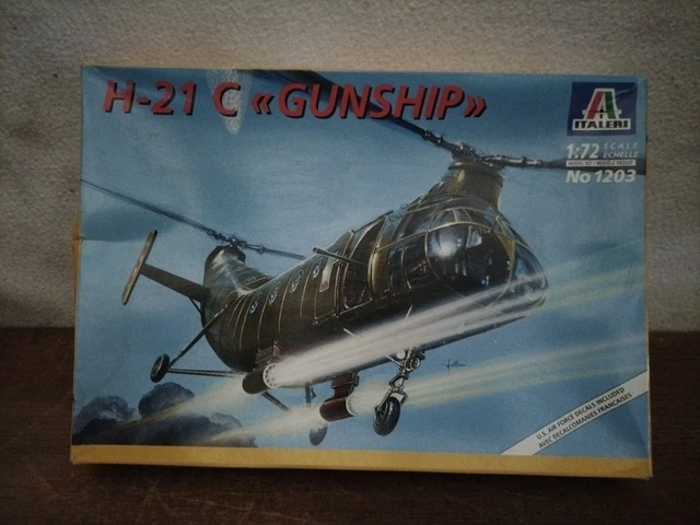 Maquette Italeri 1/72 H-21 C Gunship, Ref 1203, Décalques Altérés