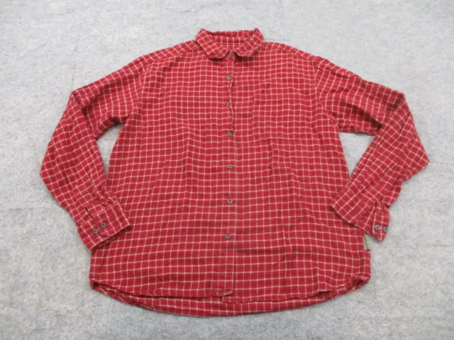 Woolrich Shirt Womens Large Red Black Plaid Long Sleeve Button Up Flannel