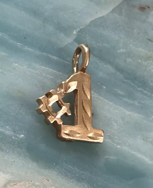 14K YELLOW GOLD ETCHED #1 PENDANT 1g SOLID NOT SCRAP $49.99 - PicClick