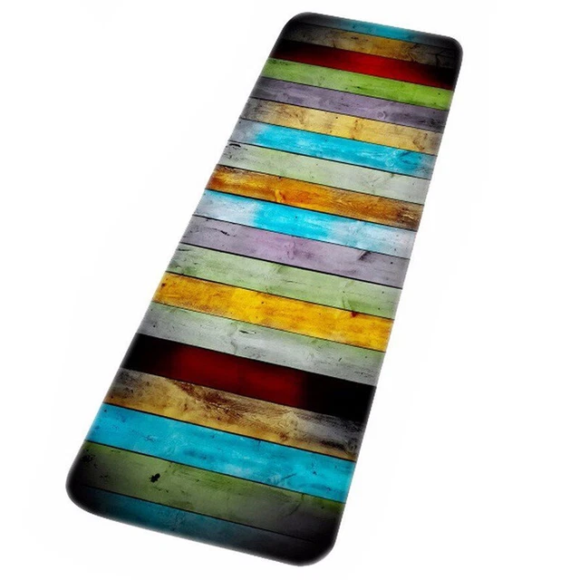 Tacco Lungo Legno Colorato Stampe Tappetini Assorbenti Acqua per Bagno C8N3