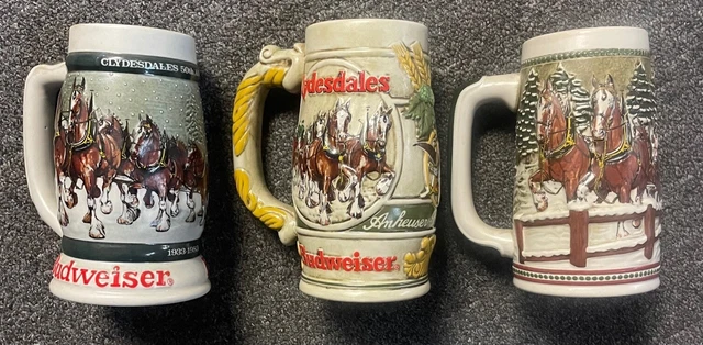 1982, 1983, and 1984 Budweiser Holiday Steins