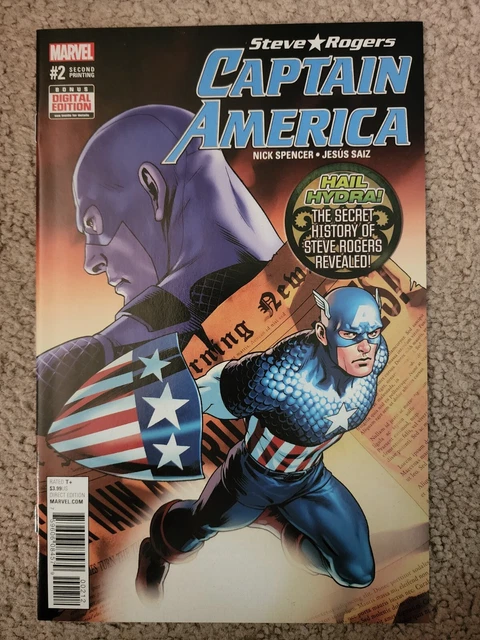 Captain America Steve Rogers #2 2nd Print Jesus Saiz Variant Cover 2016 NM