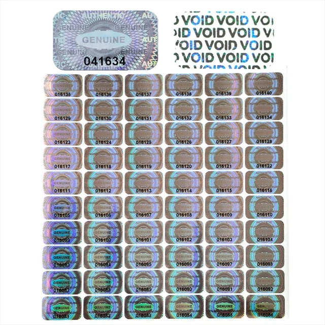 Security Seal Tamper Proof Sticker Holographic Warranty Label With Serial Number