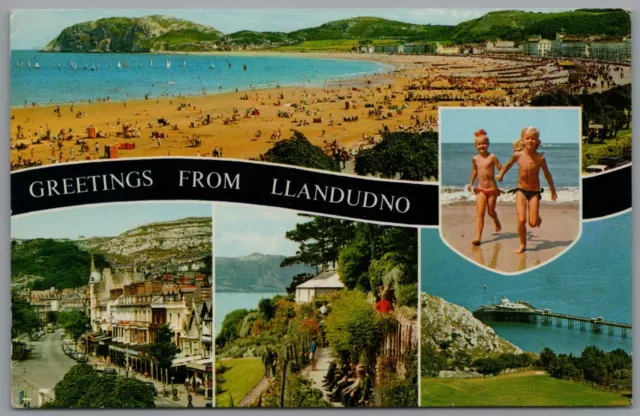 Greetings from Llandudno Conwy Wales Multiview Postcard Posted