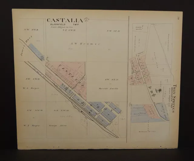 Iowa Winneshiek County Map Fort Atkinson 1905 Double Sided  K14#77