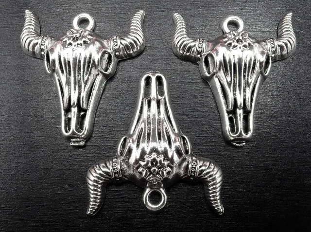 32x29mm Anhänger Rinderschädel Bullenschädel Skull antiksilber 1-12 Stück SB 727