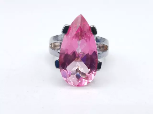 925 Sterling Silver & Pink Topaz Ring Size 6 3/4