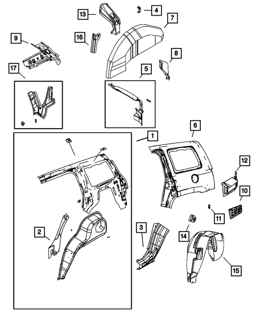 Genuine Mopar D Pillar Upper Reinforcement Left 5160137AB