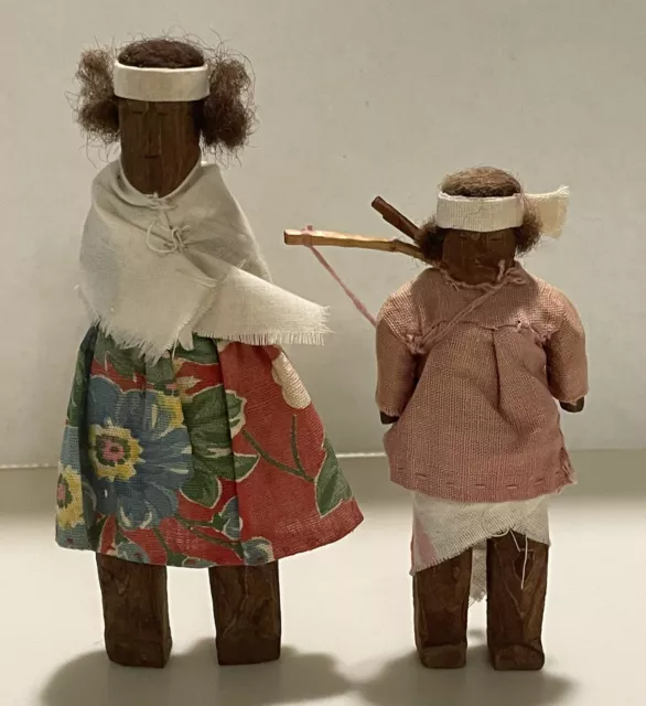 Early 1800s Antique Folk Art Dolls 19 Hand Carved Wooden Dolls Bavaria  Germany