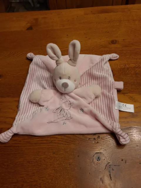 doudou plat lapin rose étoiles grises argentées SIMBA TOYS ÉTAT NEUF