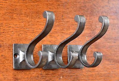 Three Classic Antique Style Cast Iron Double Coat Hook Hanger R16
