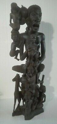 Large Makonde Tribal Art Carved Wood Sculpture African Family "Tree of Life"
