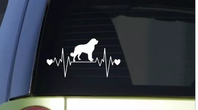 Saint Bernard heartbeat lifeline *I246* 8" wide Sticker decal dog