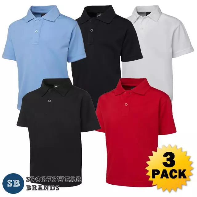 3 x Kids Polo Shirt Boys Girls Unisex Sports Uniform School Top Quick Dry 7KSP