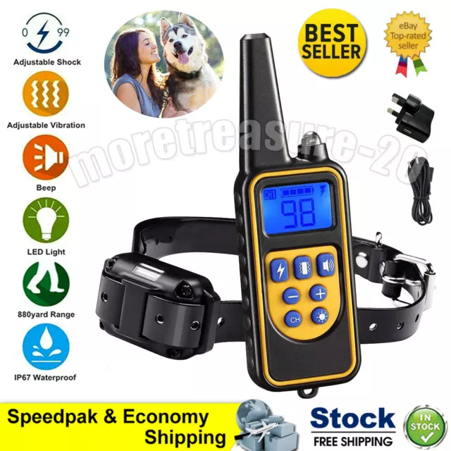 Dog Pet Training Collar Waterproof Electric Shock Anti Bark R800m s Rechargeable