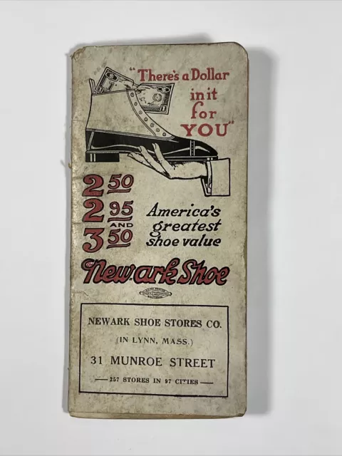 Lynn Massachusetts 1917 Newark Shoe Advertising Pocket Notebook Advertisement