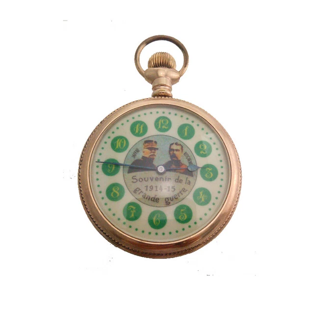 WW1 Trench 14k Gold Filled Elgin  Souvenir de Grande Guerre Pocket Watch 1914