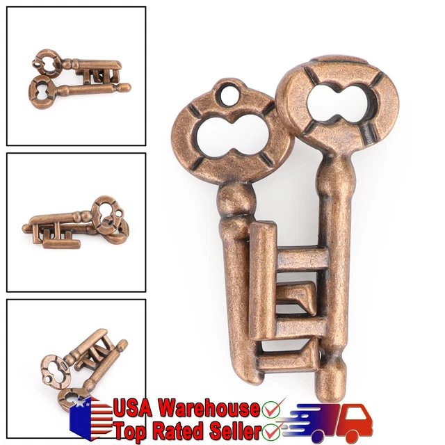 Vintage Alloy Cast Puzzle Box Metal Lock Toys IQ Mind Brain Teaser Game Key Lock