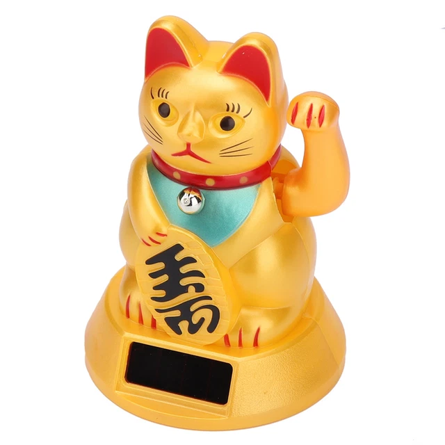 Solar Powered Welcoming Waving Beckoning Fortune Lucky Cat Home Stores Car