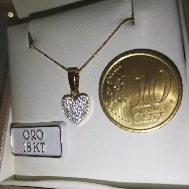 Collana veneziana e ciondolo cuore in oro giallo 750 18 kt e cristalli NUOVO 2