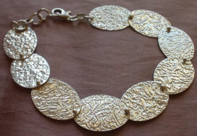 Bracelet plaques motifs  " ovale gauffré " en argent massif sterling " 925 "