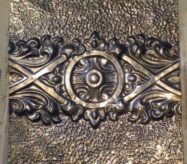 Antique Ceiling Tin Tile Art Nouveau Pie Safe Door Gothic Shabby Chic