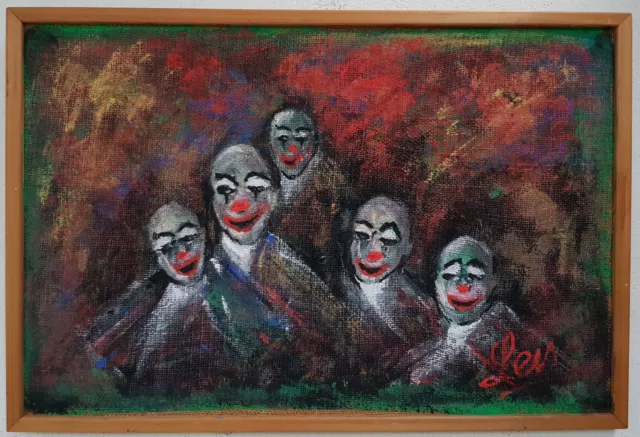 Expressionismus Ölgemälde Kunstwerk Rahmen Malerei Oil Painting Clown Porträt