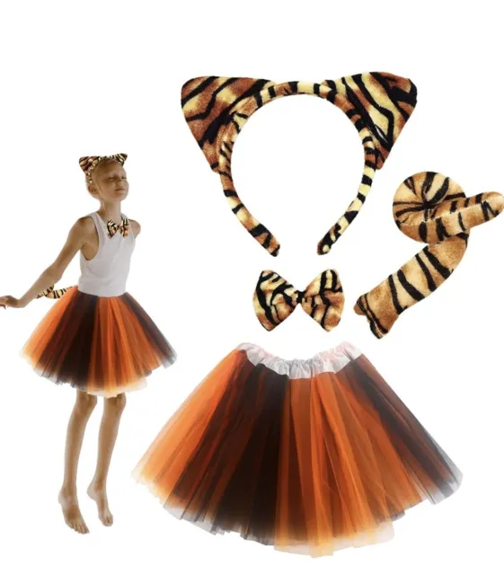 Kids 5pcs Set, Tiger Fancy Dress Accessories Halloween Costume Book day Party