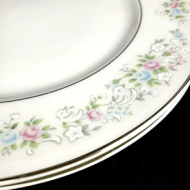 Carlton China Corsage 2 Dinner Plates White Porcelain Floral Theme Japan Vintage