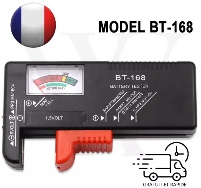 Testeur de Piles Autonome Bouton Noir BT-168 Universel NiMh AA AAA C D 3 9 1.5 V