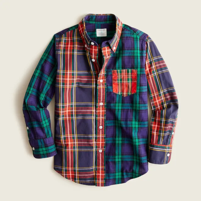 NWT J.Crew Crewcuts Boys Secret Wash Shirt in Tartan Mixed Plaid Size 12