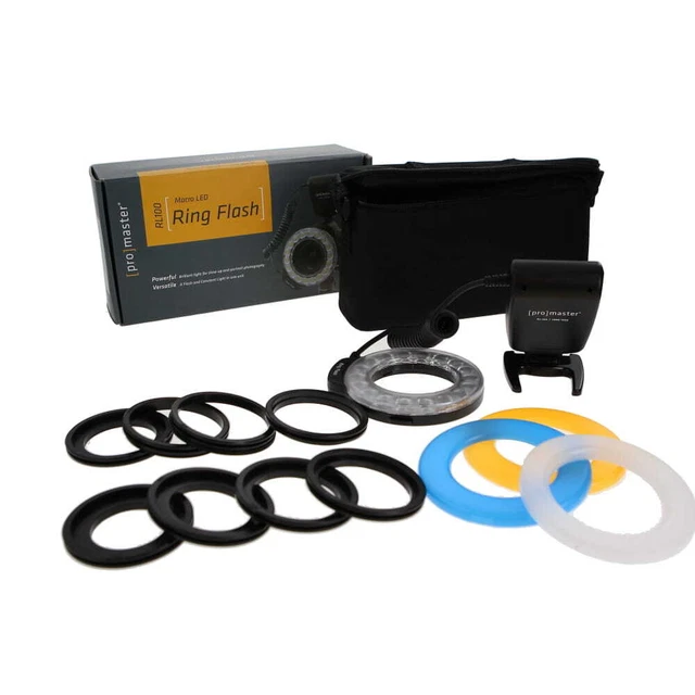 Promaster RL-100 Macro LED Ring Flash (1888) with Adapter Rings and More