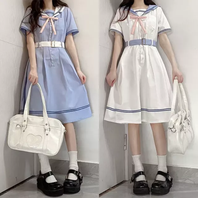 Japanese Summer Girls JK Uniform Dress Sailor Suit School Students Costume Dress