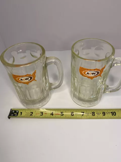 Pair Vintage A&W Root Beer Mugs AW Rootbeer 5 7/8” 1970's Drive In Diner Car Hop 3