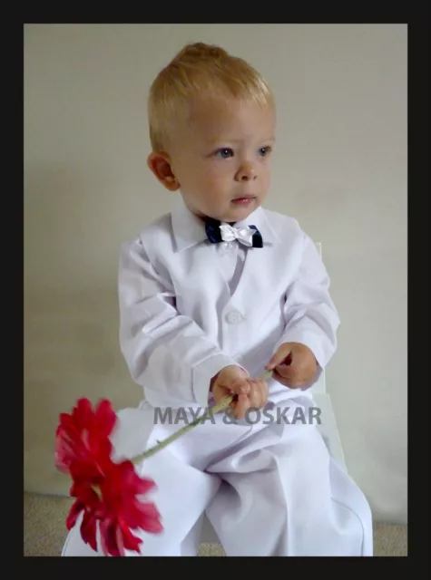 Baby Boy Christening Pageboy Party Smart Suit Outfit Waistcoat White 3 6 12 24 m