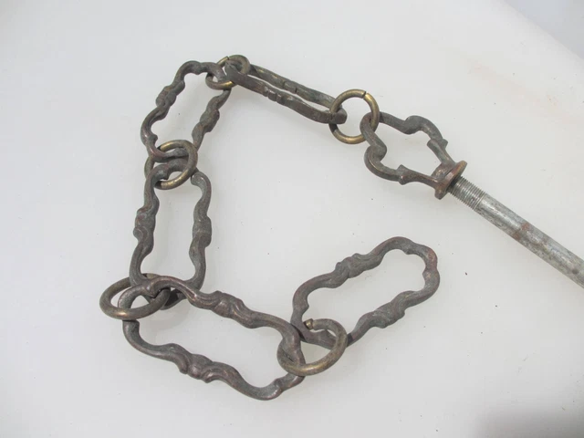 Vintage Heavy Brass Lighting Chain Hanger Chandelier Old Hook Antique 17"